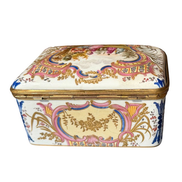 Edmé Samson Antique Edme Samson Paris France French Porcelain Box For Sale - Image 4 of 5