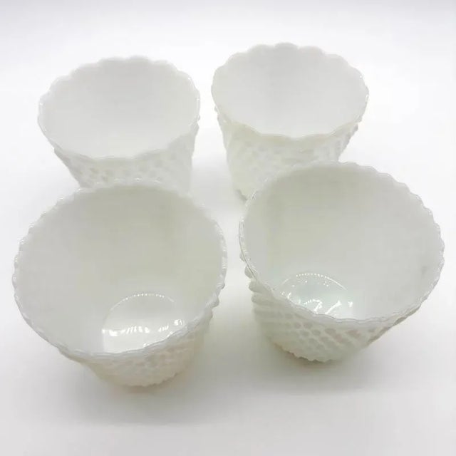 A great set to deck out your enclosed porch or solarium with classic vintage collectable milk glass. Measurements: 5 3/4"...