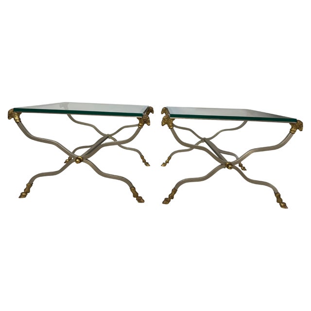 Mid 20th Century Neoclassical Style Glass-Top Coffee Tables with Rams Heads - A Pair For Sale - Image 15 of 18