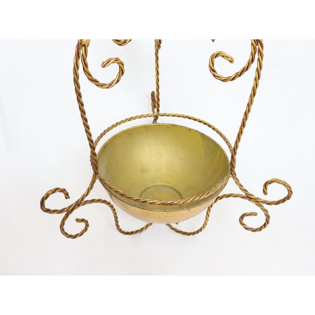 Metal Vintage Italian Gilt Metal Hanging Planter For Sale - Image 7 of 12