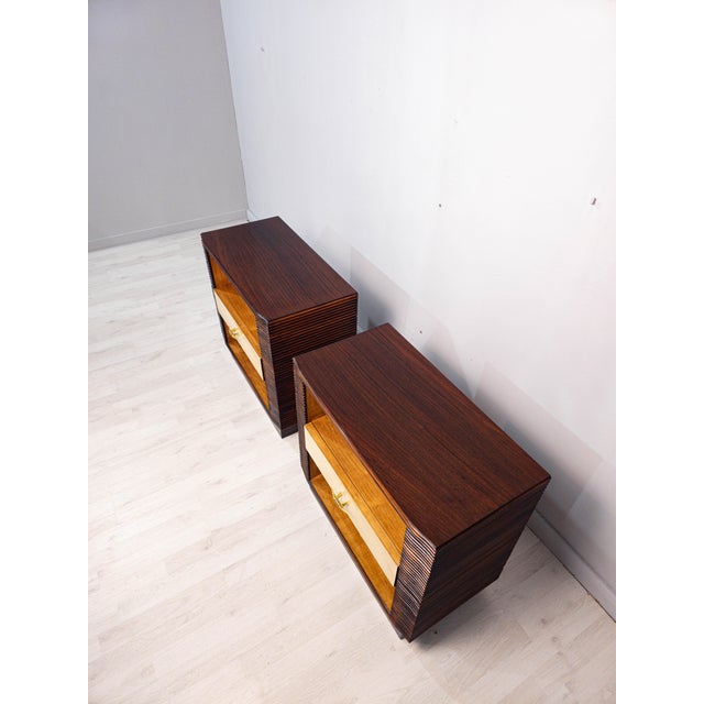 Art Deco Italian Nightstands in Parchment attributed to Osvaldo Borsani, 1940s, Set of 2 For Sale - Image 14 of 18