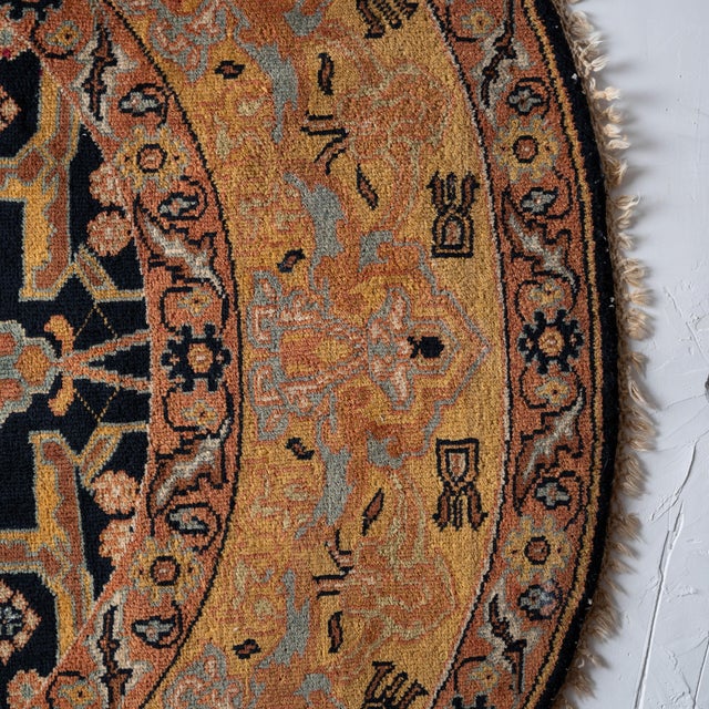 Round Indo-Persian Rug, C. 1960 For Sale - Image 4 of 7