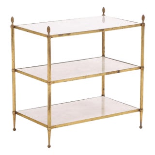 A French Directoire Style Marble and Brass Three-Tier Table, C. 1945. For Sale