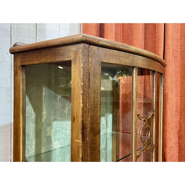 English Walnut Display Cabinet, 1950s For Sale - Image 16 of 18