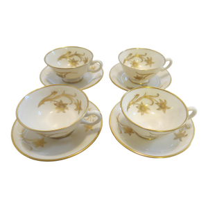 Mid Century Lenox China Tea Cup & Saucer Set, 14kt Gold - Daybreak (Set of 4)