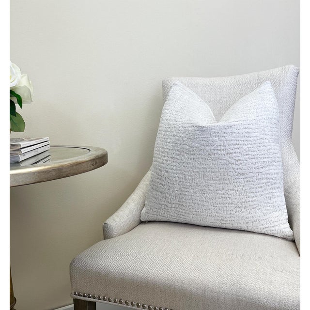 Not Yet Made - Made To Order White Vanilla Chenille 20x20 Throw Pillow With Feather Down Insert For Sale - Image 5 of 6