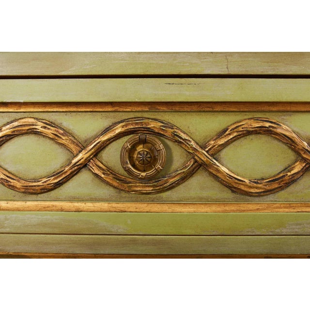 Light Green Mid-Century Neoclassical Style Lacquered Marble Top Console Table For Sale - Image 8 of 13