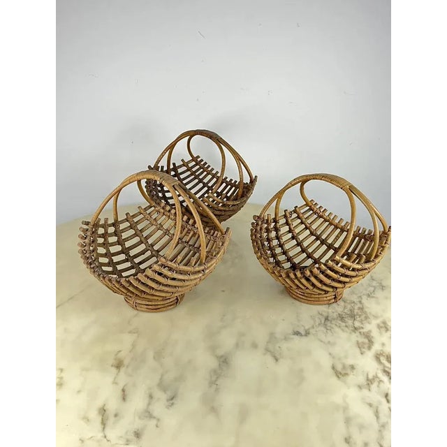 Bamboo Baskets, Italy, 1960s, Set of 3 For Sale - Image 11 of 13