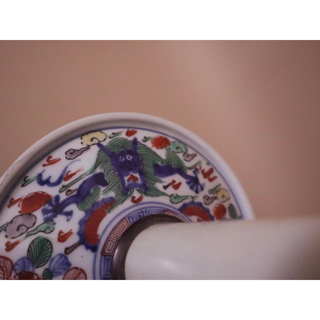 Early 20th Century Ming Dragon & Phoenix Lamp For Sale - Image 5 of 6