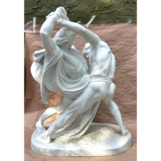 Classical Roman Vintage Johan Peter Molin Bisque Porcelain the Knife Wrestlers Sculpture For Sale - Image 3 of 14