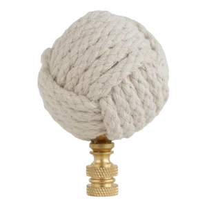 Nautical Knot Lamp Finial in Cream White on Brass Hardware