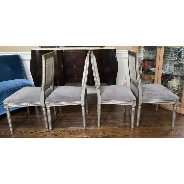 Wood Bespoke Massoud Louis XVI Style Modern Side Chairs - Set of Four For Sale - Image 7 of 11