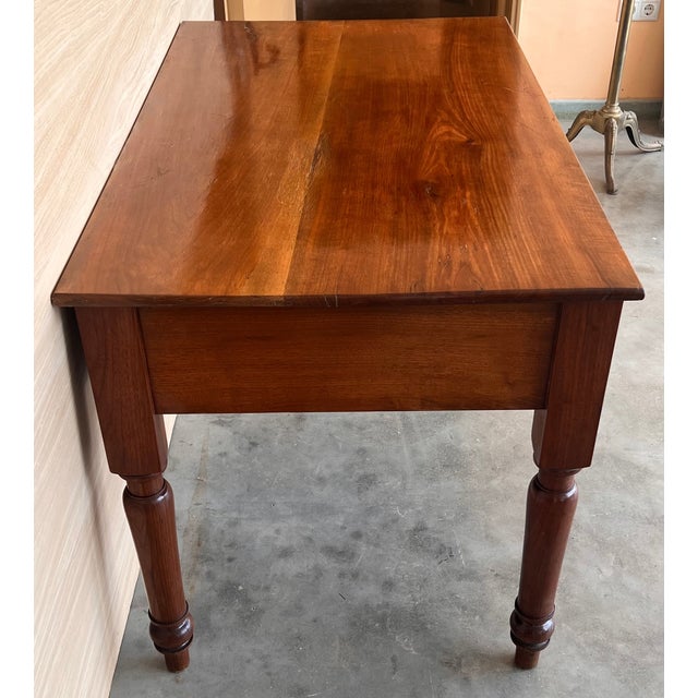 20th French Louis XV Style Walnut Desk or Library Table With Drawer For Sale - Image 6 of 12