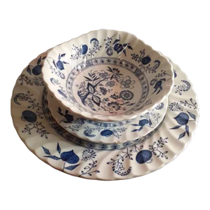 Vintage Johnson Brothers Blue Nordic England Ironstone Set- 3 Pieces