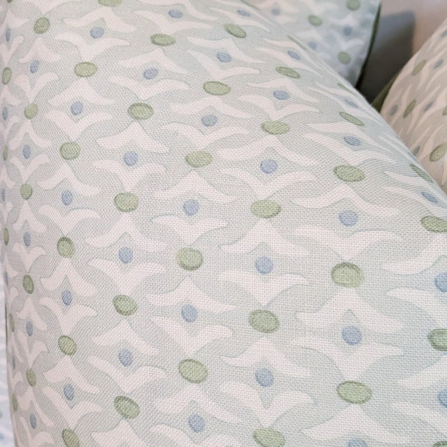 Galbraith & Paul Tusk Pillows in Blue and Green- Pair 22" For Sale - Image 4 of 5