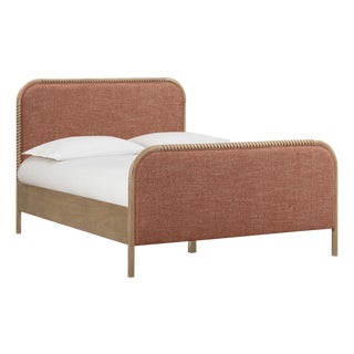 Hatia Sienna Red Basketweave Queen Panel Bed For Sale