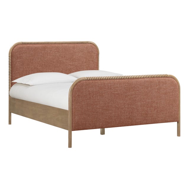 Hatia Sienna Red Basketweave Queen Panel Bed For Sale