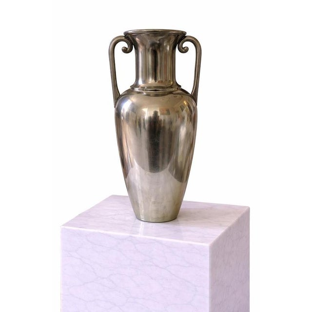 Swedish Art Deco Pewter Amphora Vase attributed to Svenskt Tenn, 1930s For Sale - Image 3 of 8