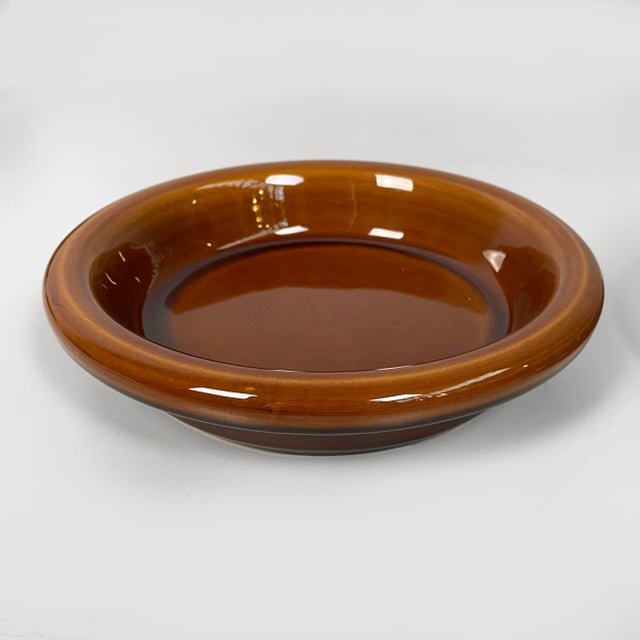 Mid-Century Modern Italian Brown Ceramic Tableware by F. Bettonica for Gabbianelli, 1970s, Set of 14 For Sale - Image 12 of 18