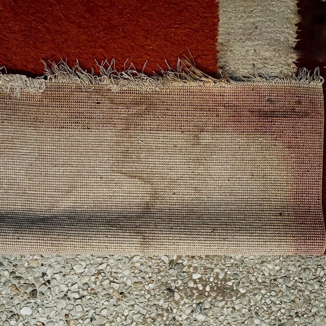 Textile Geometric Orange Rug, 1970s For Sale - Image 7 of 10