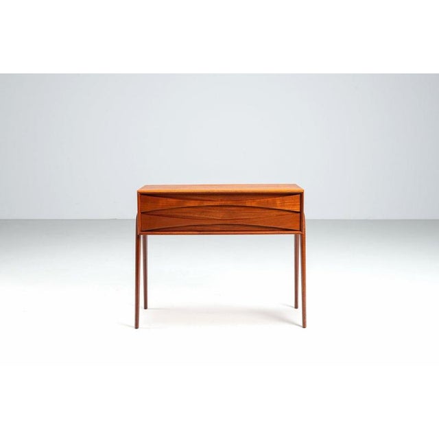Rimbert Sandholt chest of drawers in teak, produced by Ateljé, Sweden, 1960s. A refined Scandinavian design that showcases...