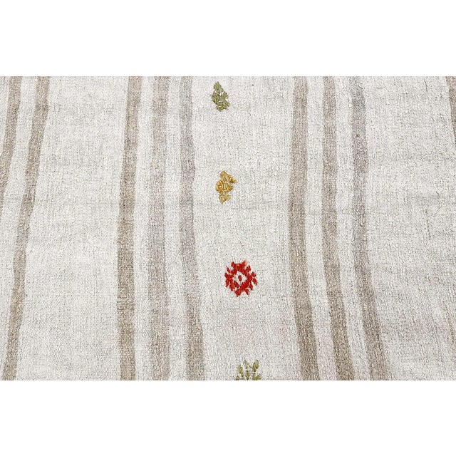 Mid 20th Century Mid 20th Century Beige & White Hemp Kilim Runner For Sale - Image 4 of 7