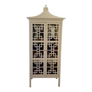Oscar de la Renta Pagoda Style China Cabinet For Sale