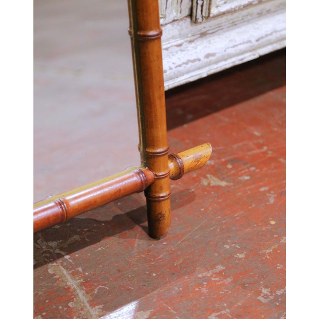 Early 20th Century French Faux Bamboo Walnut Wall Mirror For Sale - Image 4 of 6