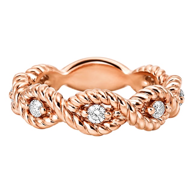 Late 20th Century 14K Rose Gold Estate Diamond Eternity Wedding Band Ring, Size 6.5 For Sale