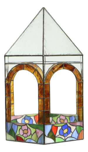 Stained Glass Gazebo Candle Holder in Colored Glass, 1990s