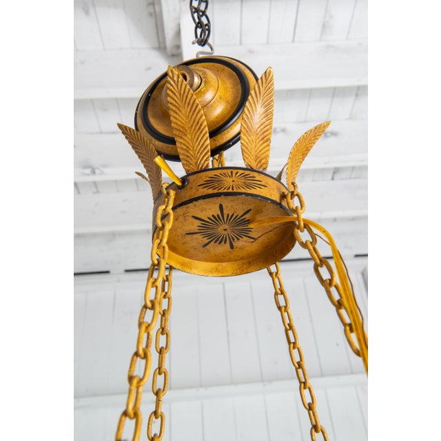 1950s Vintage Black and Gold Tole Chandelier, Directoire Style, 1950s For Sale - Image 5 of 13