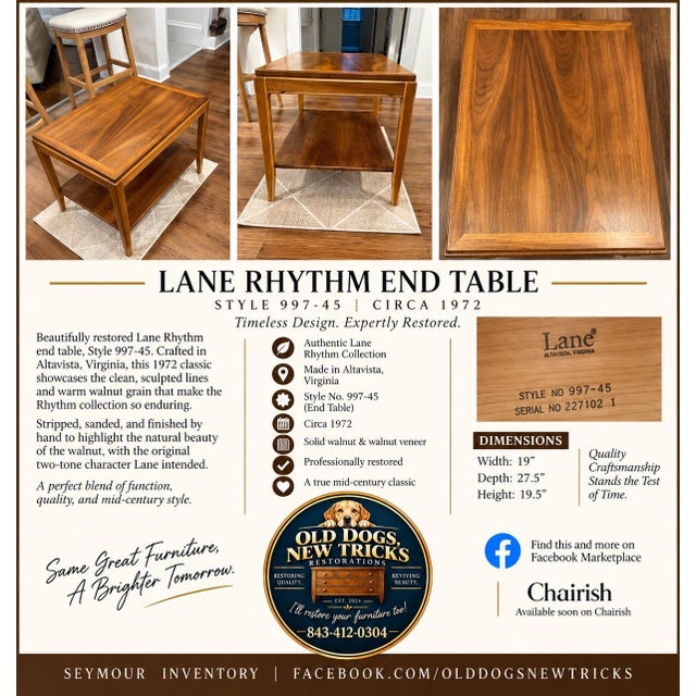 Wood 1970s Lane Rhythm End Table For Sale - Image 7 of 7