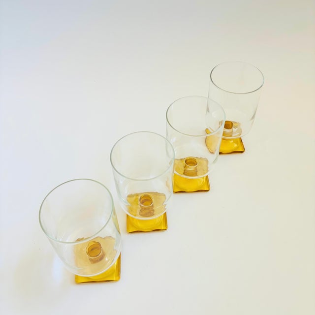 Mid-Century Modern MCM Yellow Stemmed Wine Glasses - Set of 4 - Nordic Topaz by Federal Glass For Sale - Image 3 of 8
