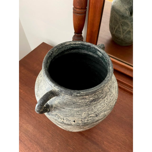 Late 20th Century Rustic Pottery Jug Vessel With Two Handles For Sale - Image 9 of 11