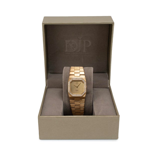 Vintage Ladies Rolex Cellini 27mm X 36mm 4651 Pave Diamond Bezel 18k Gold Watch For Sale - Image 10 of 11