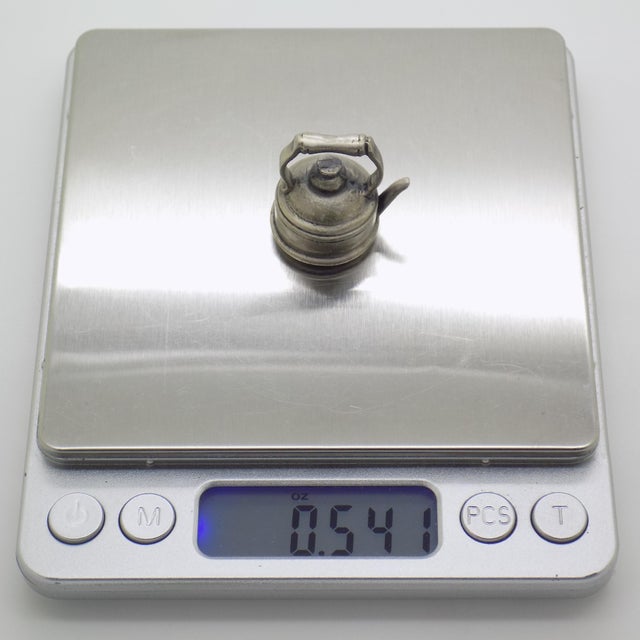 Vintage Italian Handmade Genuine Silver Teapot Solid Dollhouse Miniature For Sale - Image 9 of 10