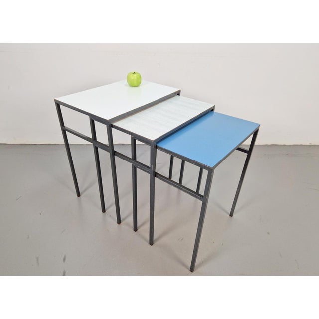 Metal Vintage Mimi Nesting Tables in Metal and Teak by Formica, 1960s, Set of 3 For Sale - Image 7 of 11
