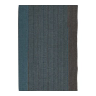 Rug & Kilim’s Contemporary Kilim in Blue With Gray Stripes and Brown Accents For Sale