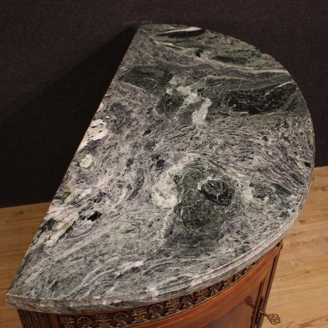 Louis XVI French Half-Moon Commode with Marble Top, 1950s For Sale - Image 12 of 15
