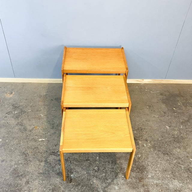 Mid-Century Oak Nesting Tables by Christian Jensen, 1960s, Set of 3 For Sale - Image 10 of 12