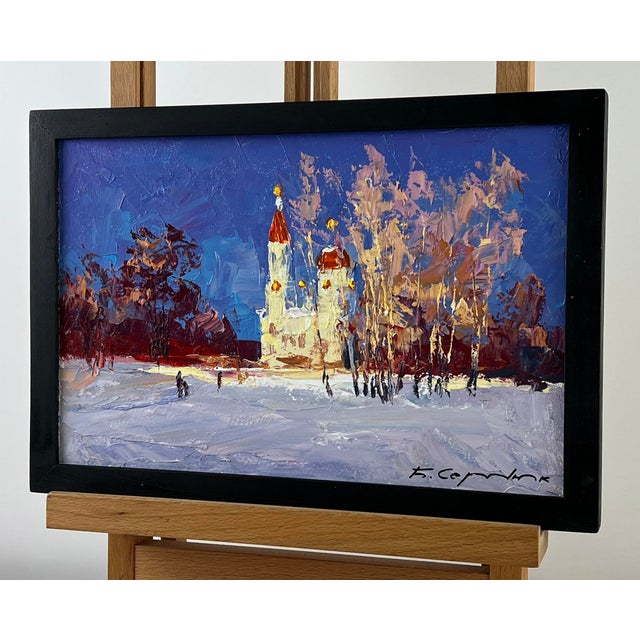 Impressionist Oil Painting Winter Temple Serdyuk Boris Petrovich For Sale - Image 3 of 10