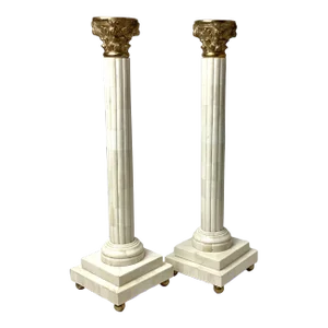 Large Pair Late 20th Century Neoclassical Column Candlesticks