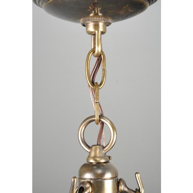 Antique 13 In. Green Hand Blown Crystal Bell Jar Pendant Light For Sale - Image 11 of 12