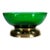 Vintage Mid Century Modern Green Glass Bowl With Gold Base For Sale