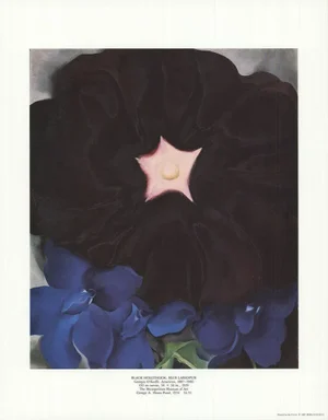 1987 Georgia O'Keeffe 'Black Hollyhock, Blue Larkspur' Offset Lithograph