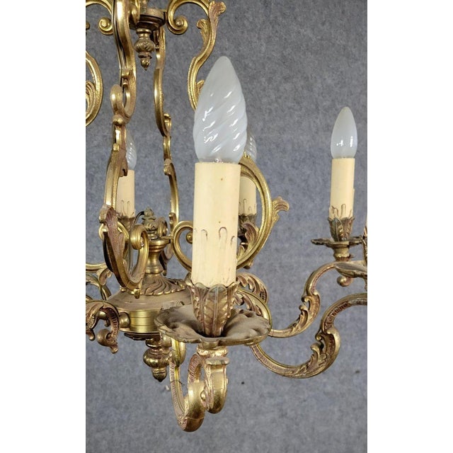 Large Vintage Louis XV Style Chandelier in Gilt Bronze, 1950s For Sale - Image 4 of 9