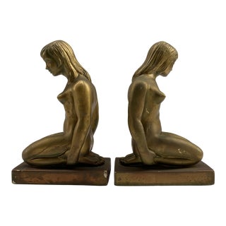 1970s Nude Female Bookends - a Pair For Sale