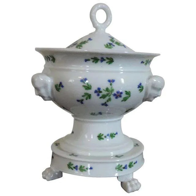 19th Century French Empire Old Paris Porcelain Sprig Cornflower Urn Form Sauce Tureen & Cover For Sale - Image 11 of 11