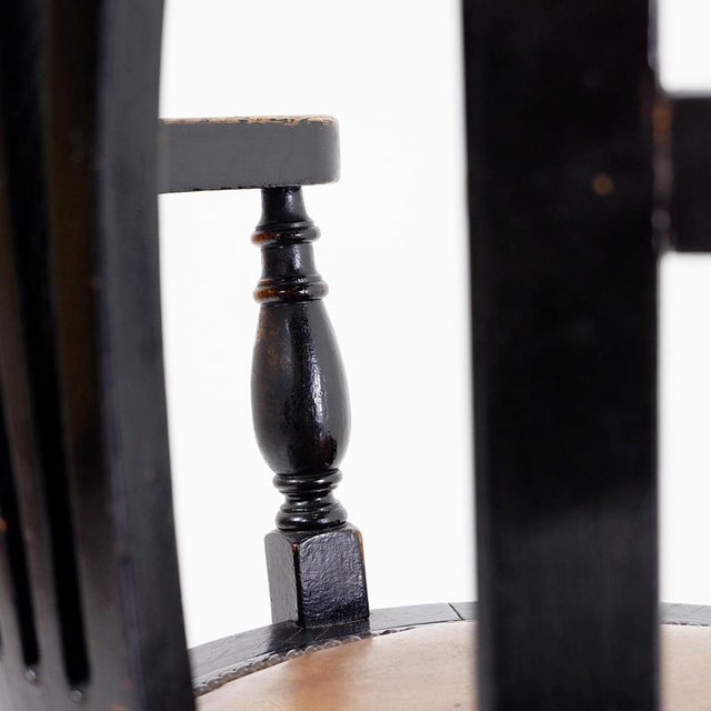 Antique Black Stained Oak Chair For Sale - Image 12 of 16