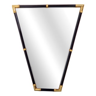 Modern Black Lacquer Metal Triangle Mirror, 1970s For Sale